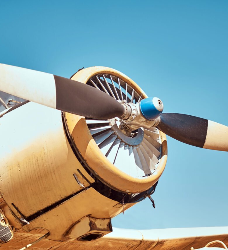 Retro military airplane in an open-air museum.